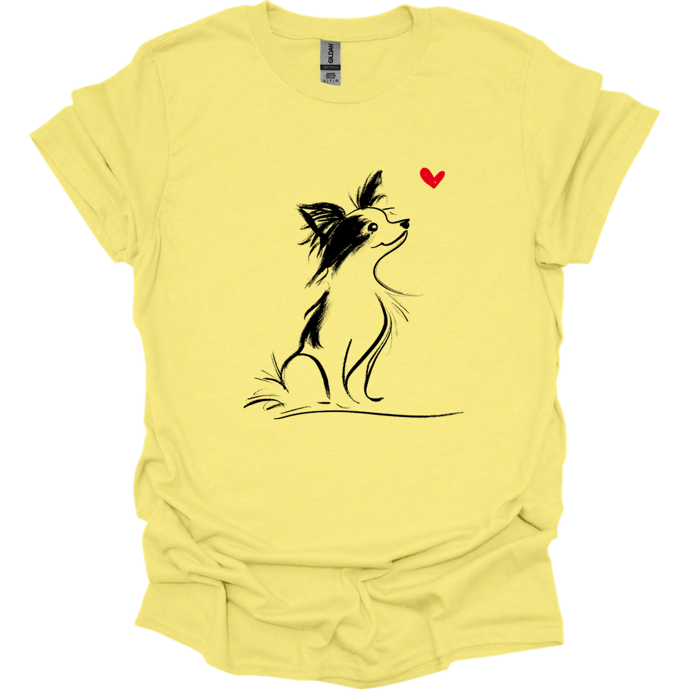 Papillon - Sketch Dog T-Shirt - Cornsilk