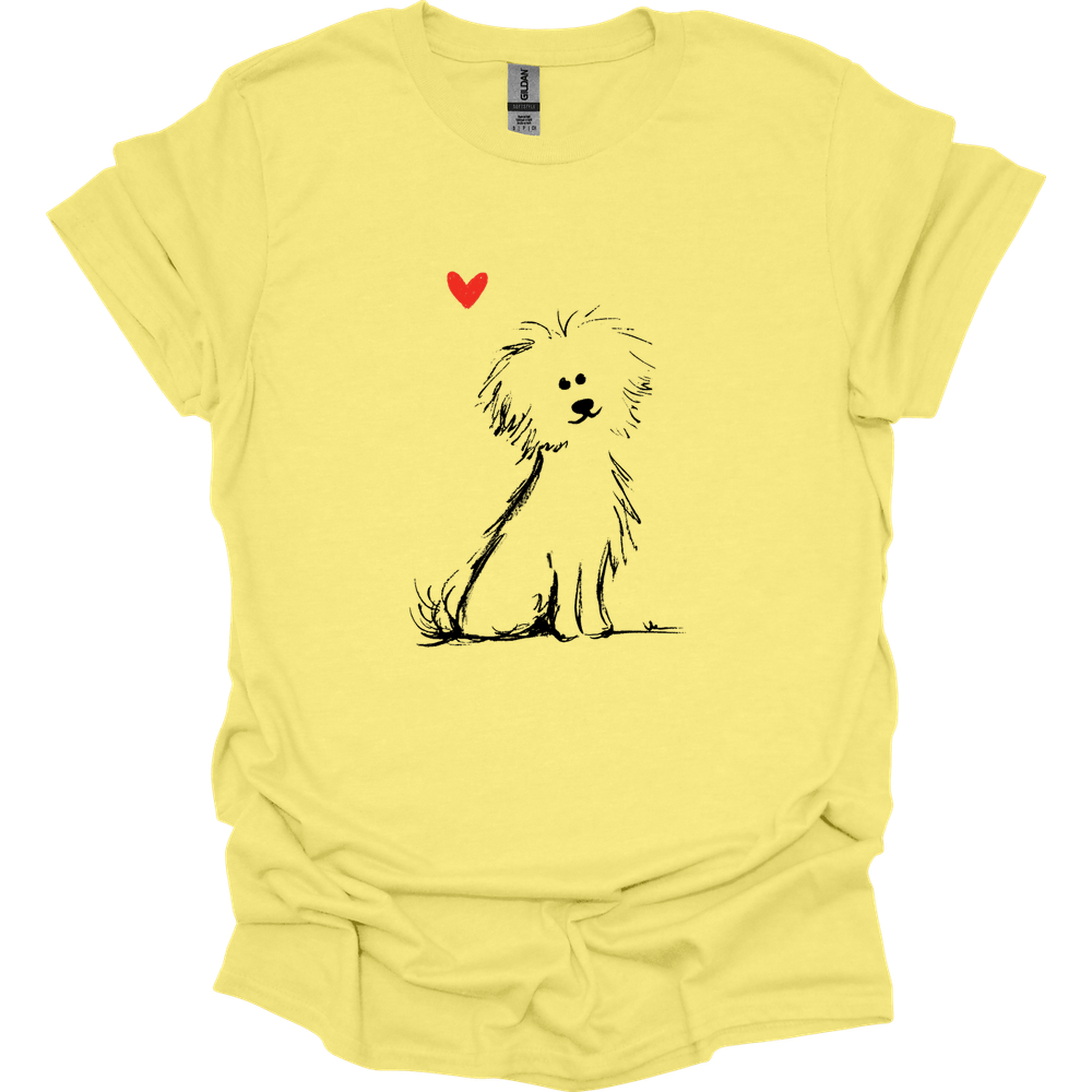 Bichon Frise - Sketch Dog T-Shirt - Cornsilk