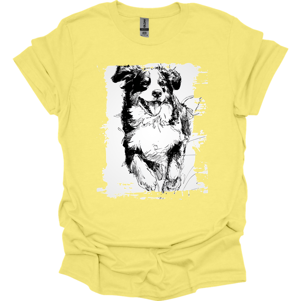 Bernese Mountain Dog - Running Dog T-Shirt - Cornsilk