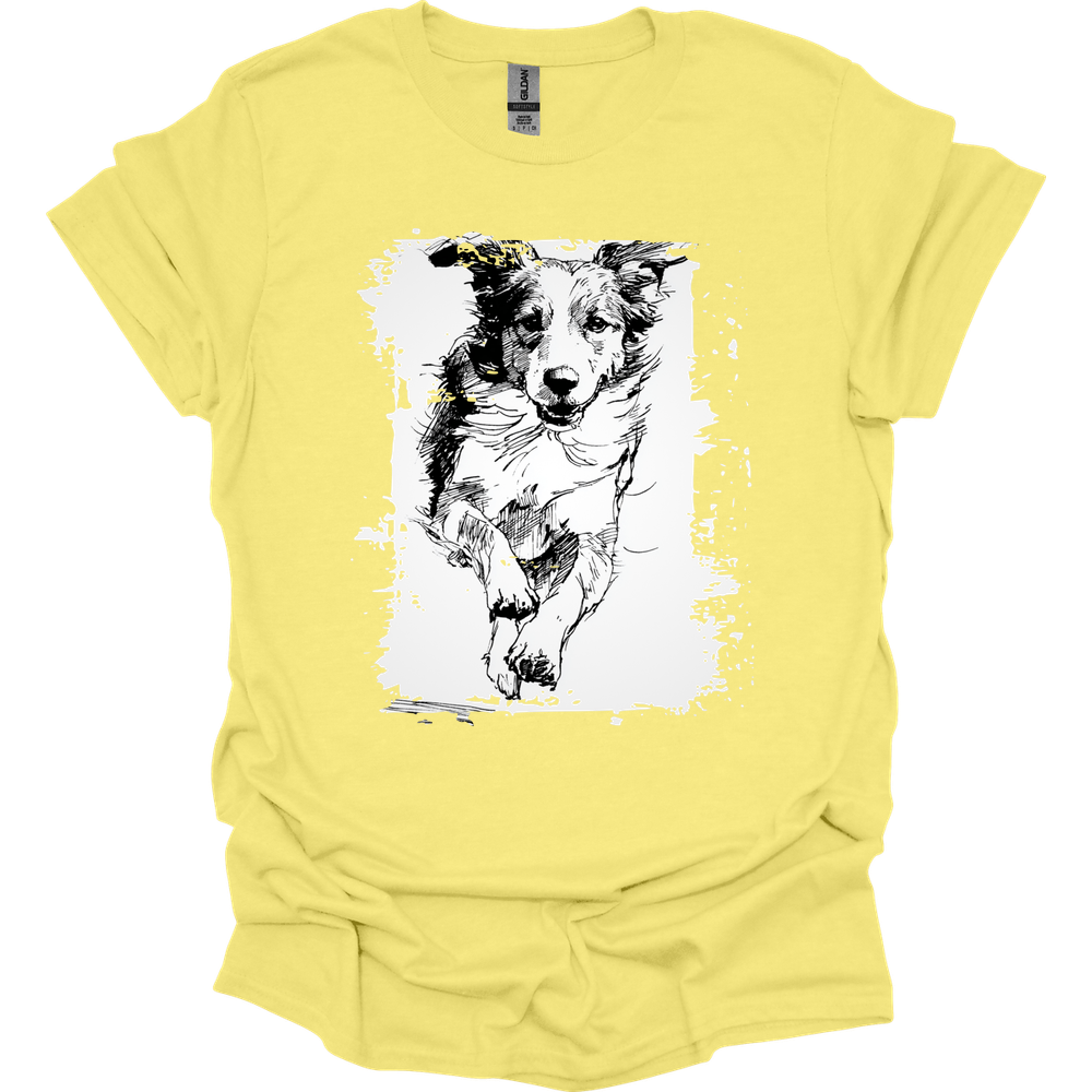 Brittany - Running Dog T-Shirt - Cornsilk