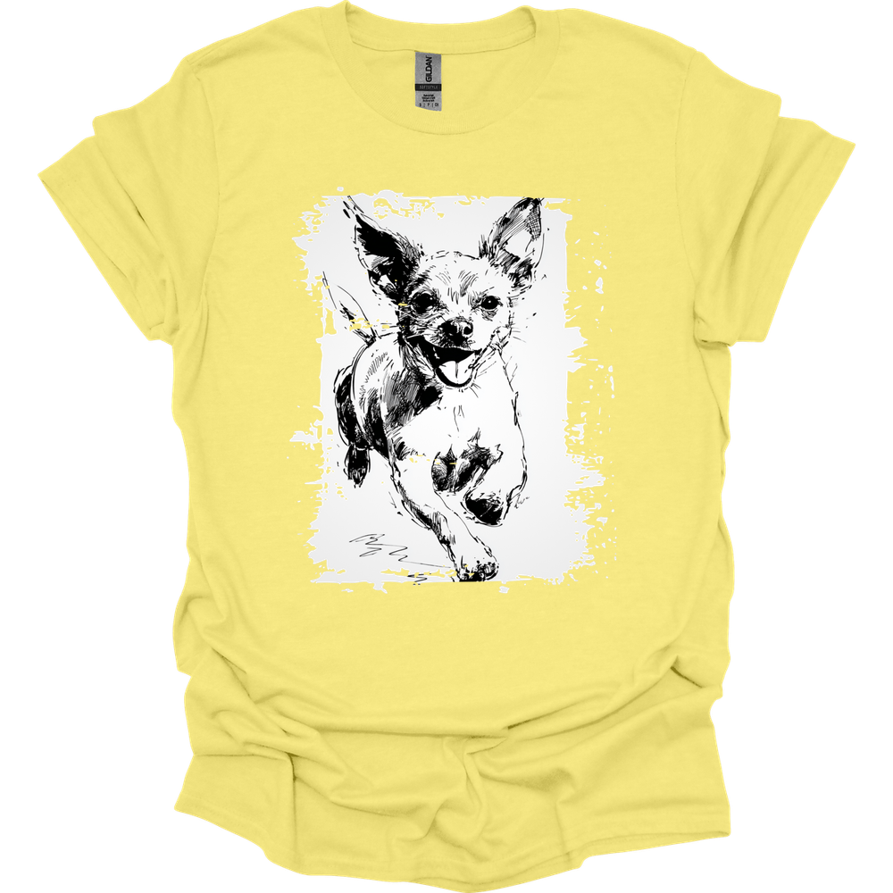 Chihuahua - Running Dog T-Shirt - Cornsilk