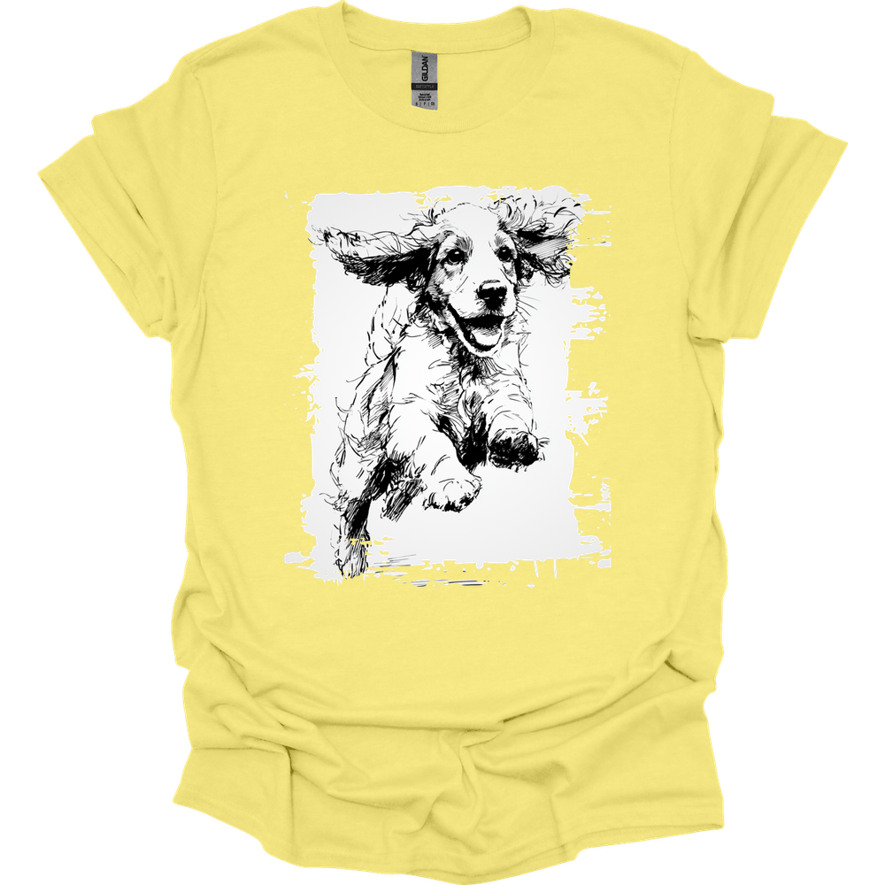 Cocker Spaniel - Running Dog T-Shirt - Cornsilk