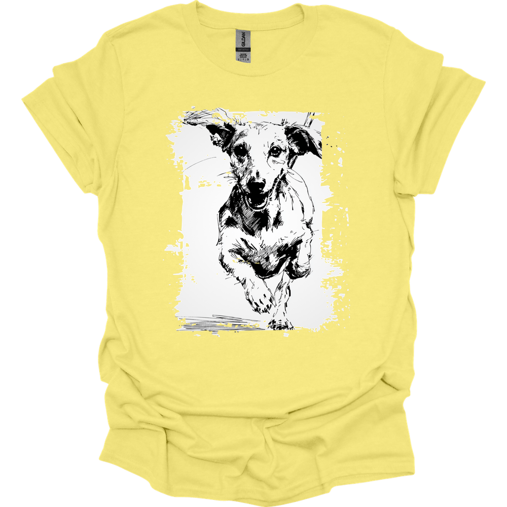 Dachshund - Running Dog T-Shirt - Cornsilk