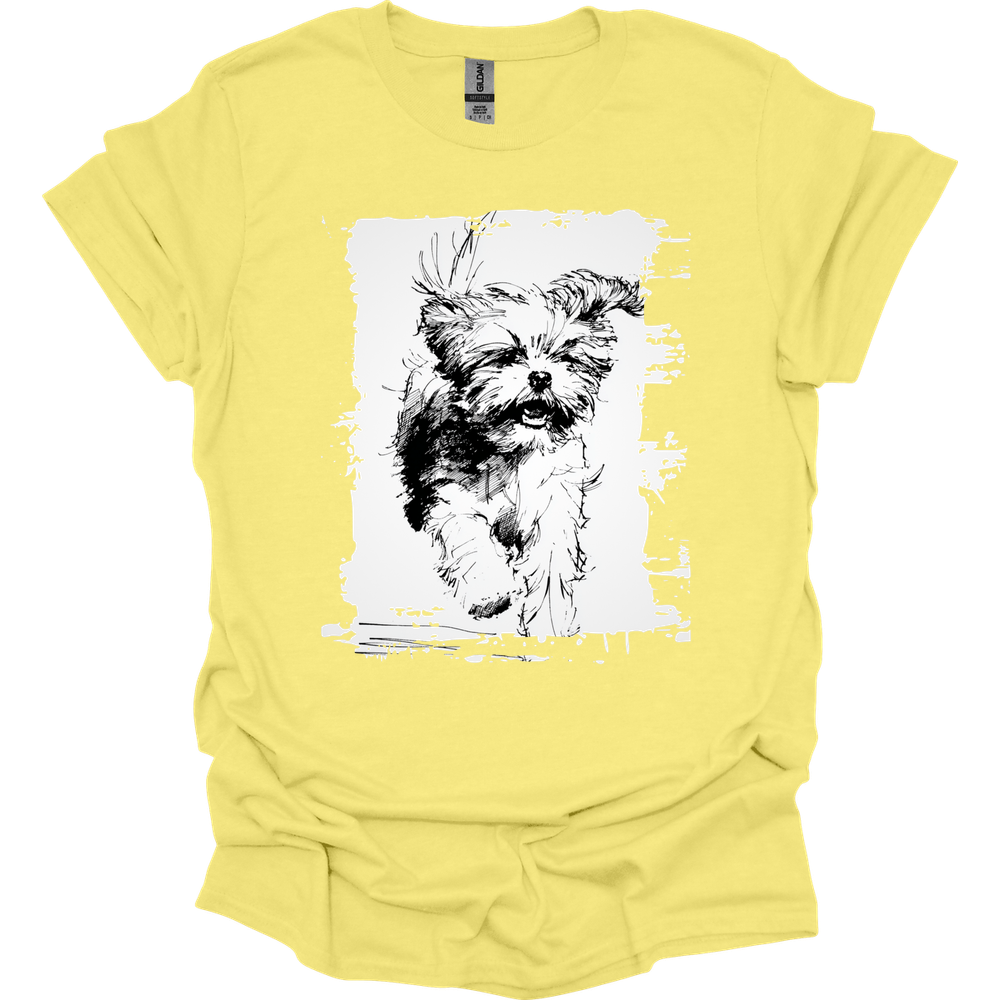 Shih Tzu - Running Dog T-Shirt - Cornsilk