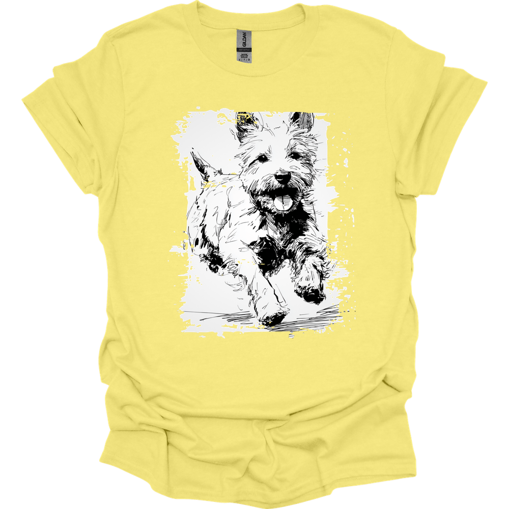 West Hightland White Terrier - Running Dog T-Shirt - Cornsilk