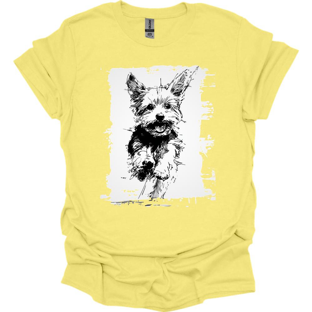 Yorkshire Terrier - Running Dog T-Shirt - Cornsilk