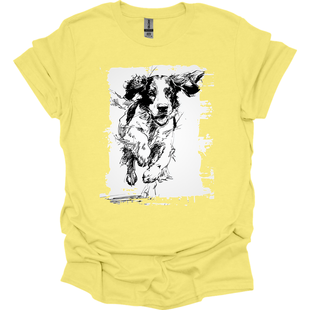 English Springer Spaniel - Running Dog T-Shirt - Cornsilk