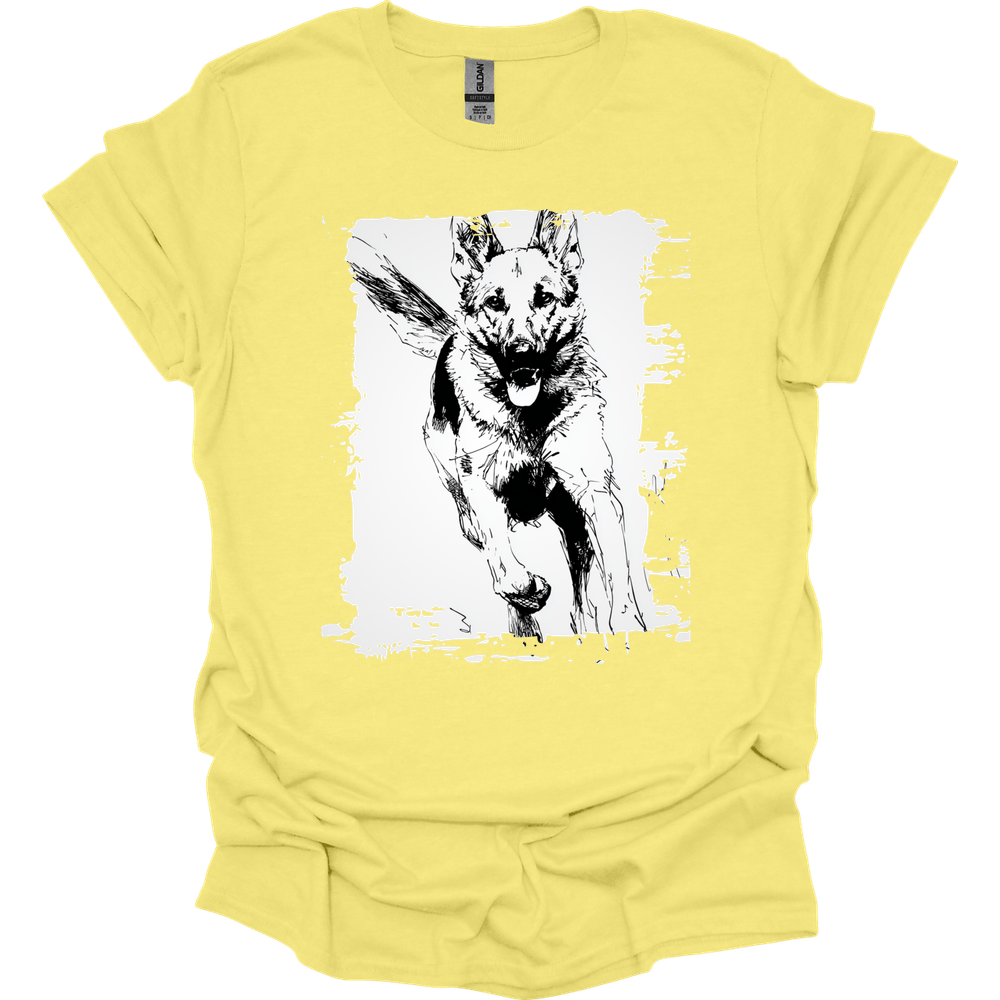 German Shepherd - Running Dog T-Shirt - Cornsilk