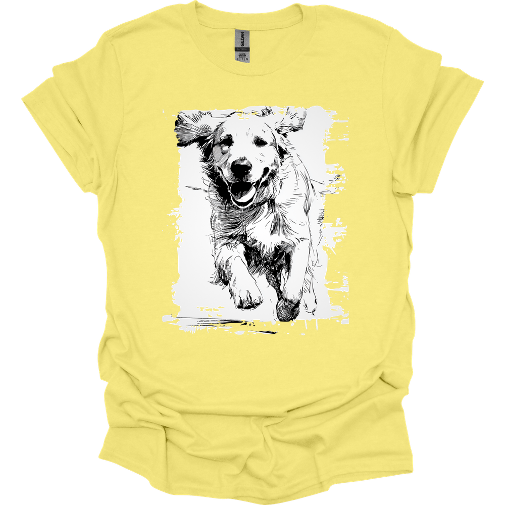 Golden Retriever - Running Dog T-Shirt - Cornsilk