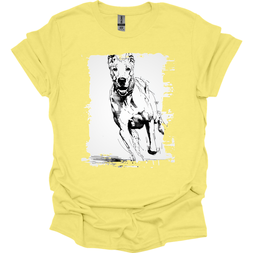 Great Dane - Running Dog T-Shirt - Cornsilk