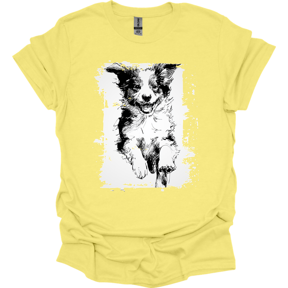 Miniature American Shepherd - Running Dog T-Shirt - Cornsilk