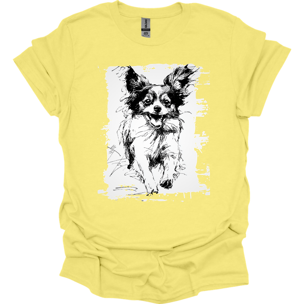 Papillon - Running Dog T-Shirt - Cornsilk