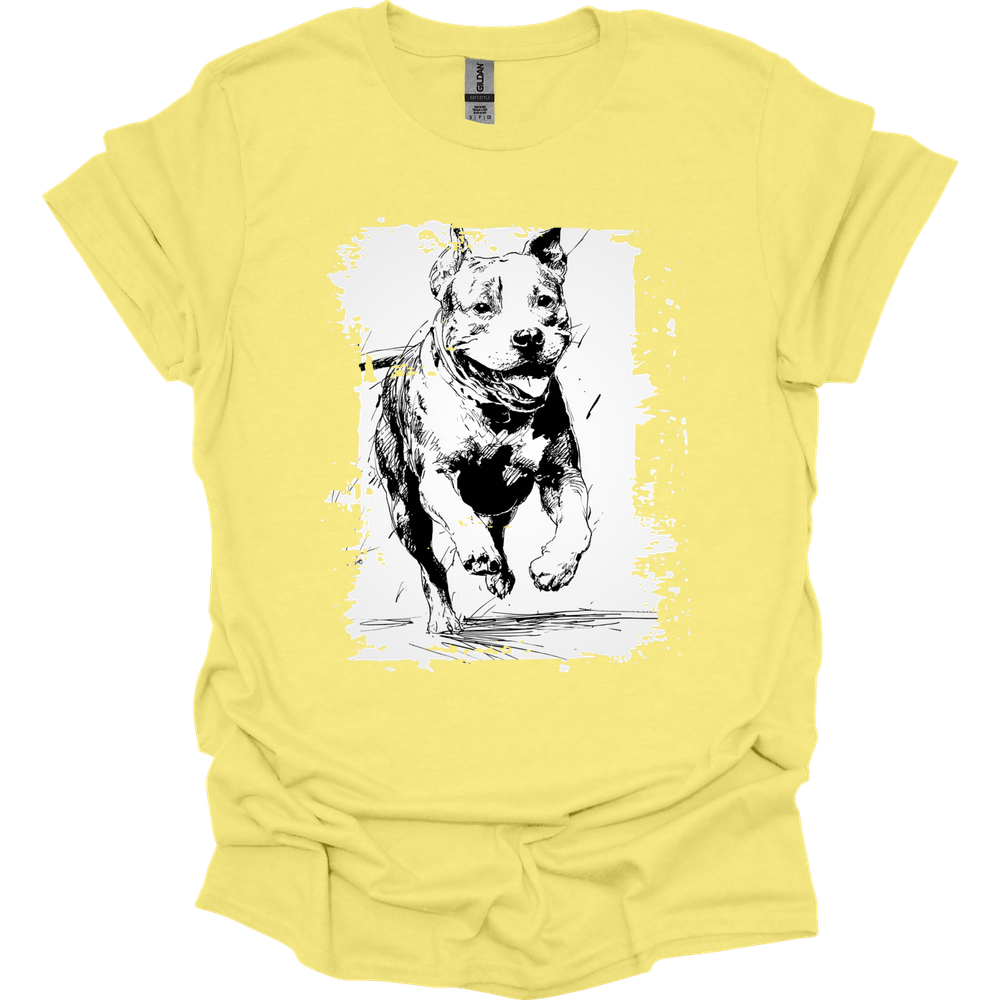 Pitbull - Running Dog T-Shirt - Cornsilk