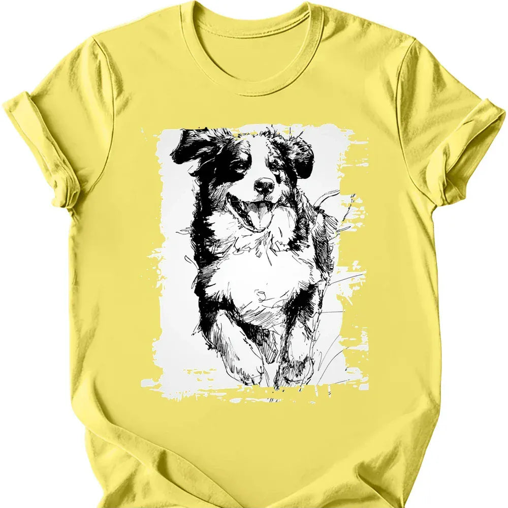 Bernese Mountain Dog - Running Dog T-Shirt - Cornsilk