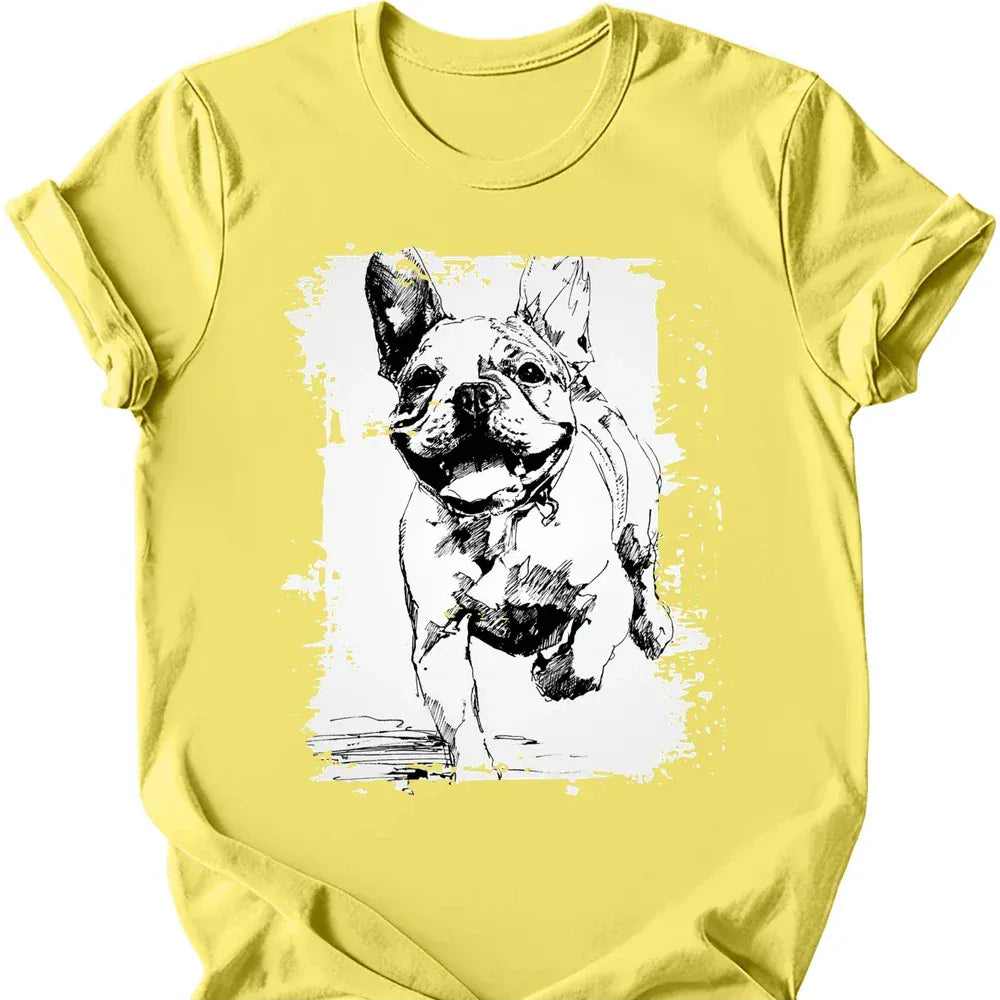 French Bulldog - Running Dog T-Shirt - Cornsilk