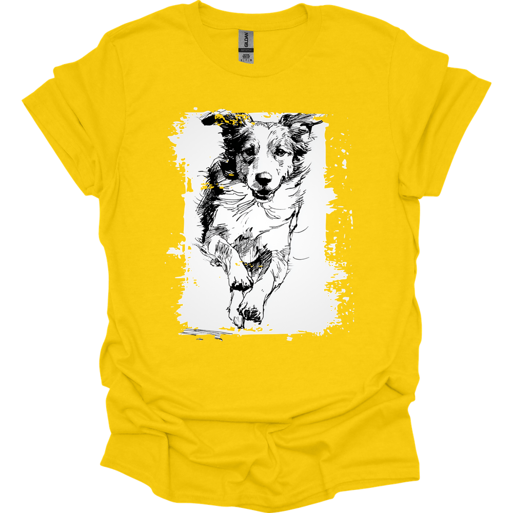 Brittany - Running Dog T-Shirt - Daisy
