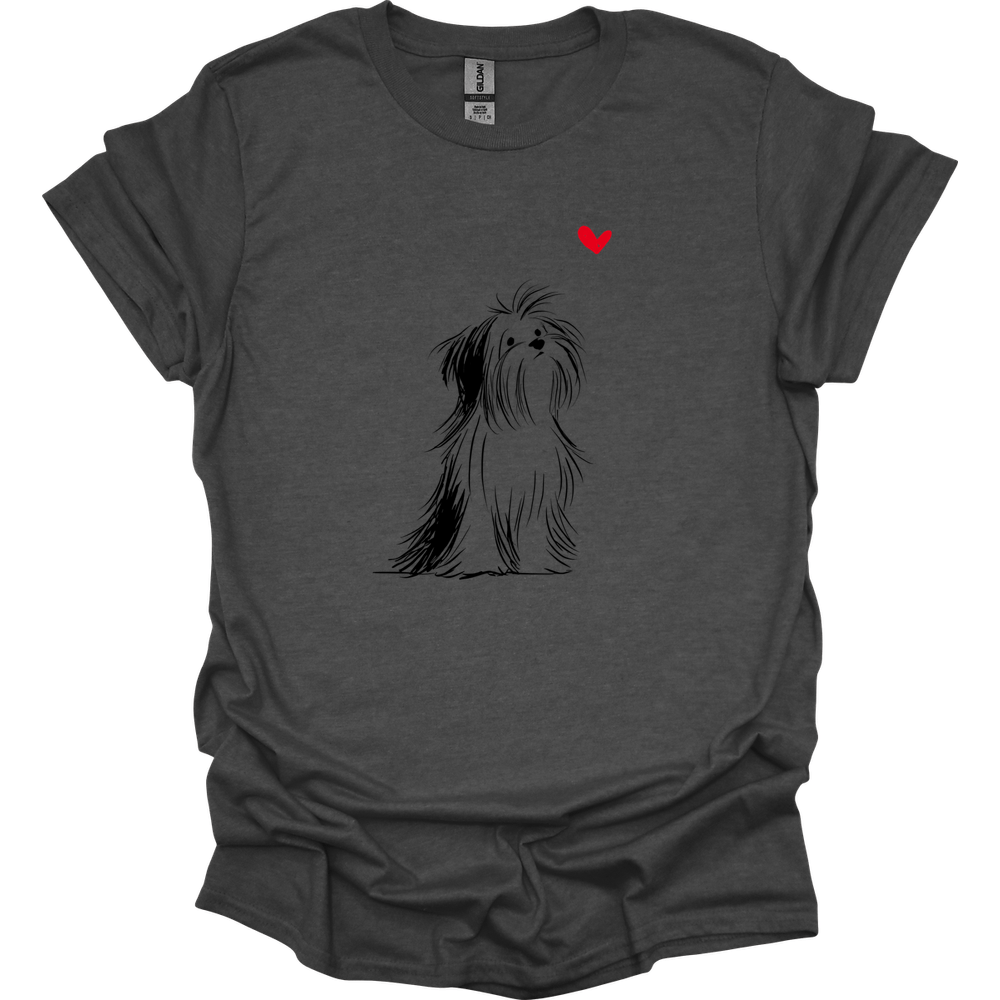 Shih Tzu - Sketch Dog T-Shirt - Dark Heather