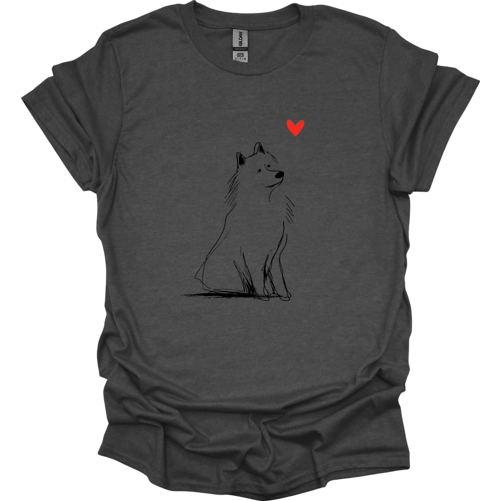 Samoyed - Sketch Dog T-Shirt - Dark Heather