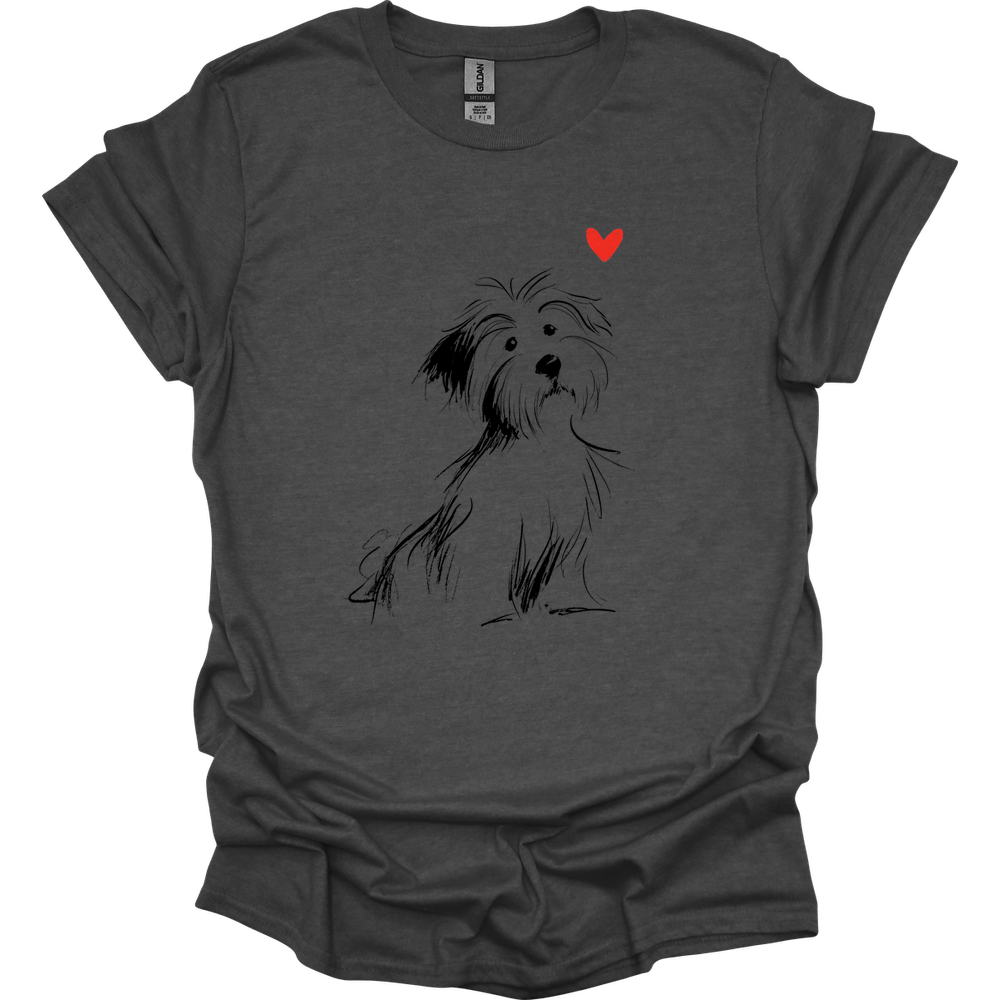 Havanese - Sketch Dog T-Shirt - Dark Heather