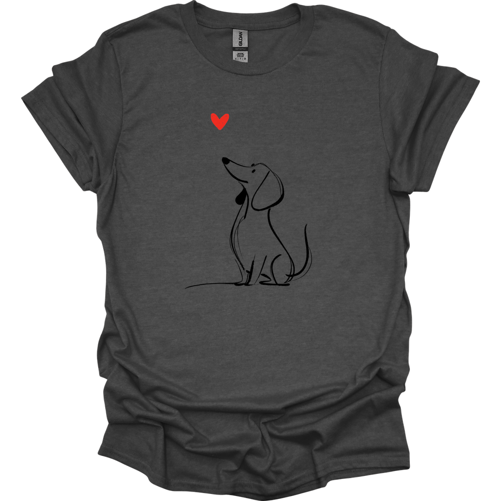 Dachshund - Sketch Dog T-Shirt - Dark Heather