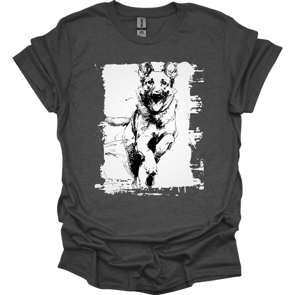 Belgian Malinois - Running Dog T-Shirt - Dark Heather