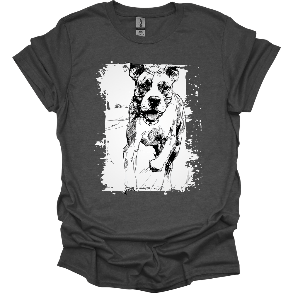 Boxer - Running Dog T-Shirt - Dark Heather