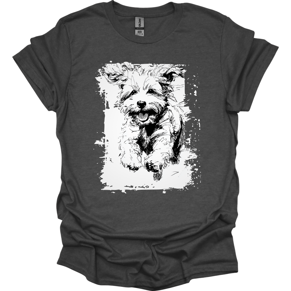 Bichon Frise - Running Dog T-Shirt - Dark Heather