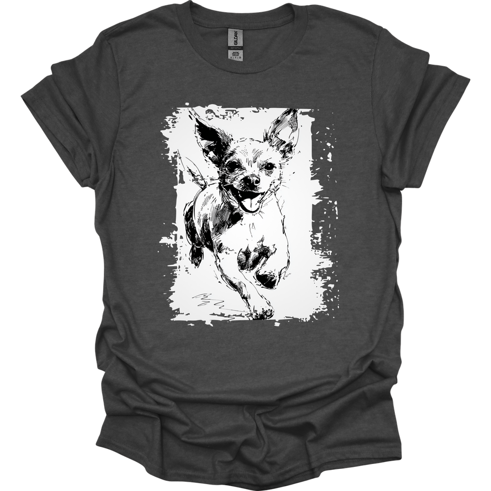 Chihuahua - Running Dog T-Shirt - Dark Heather