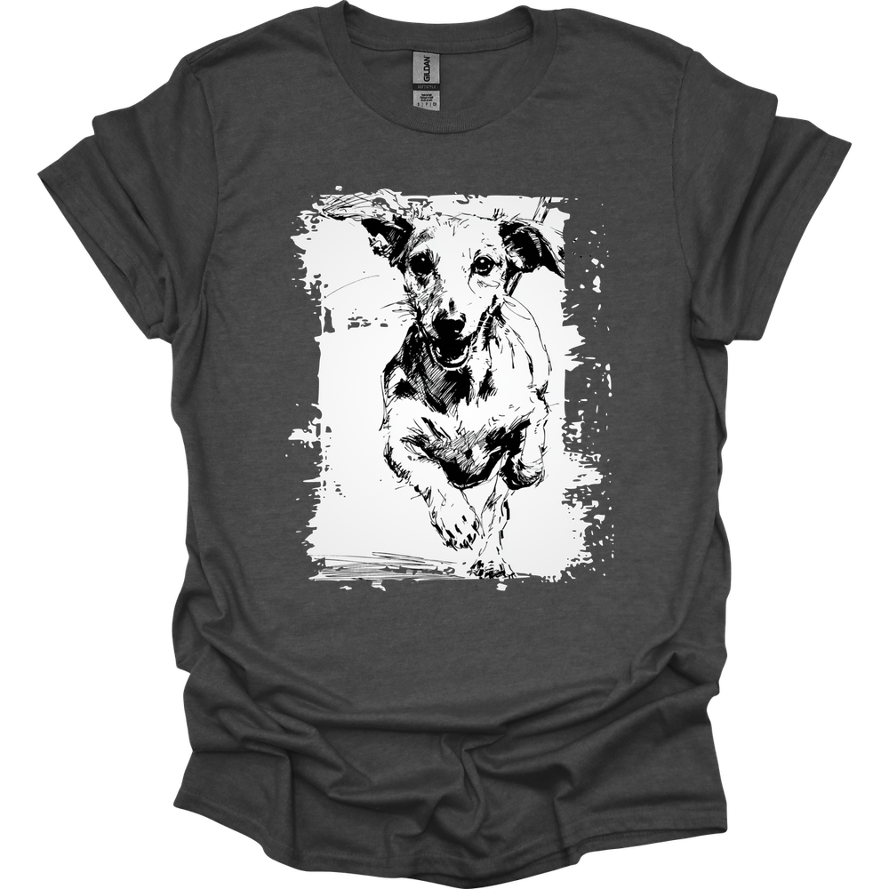 Dachshund - Running Dog T-Shirt - Dark Heather
