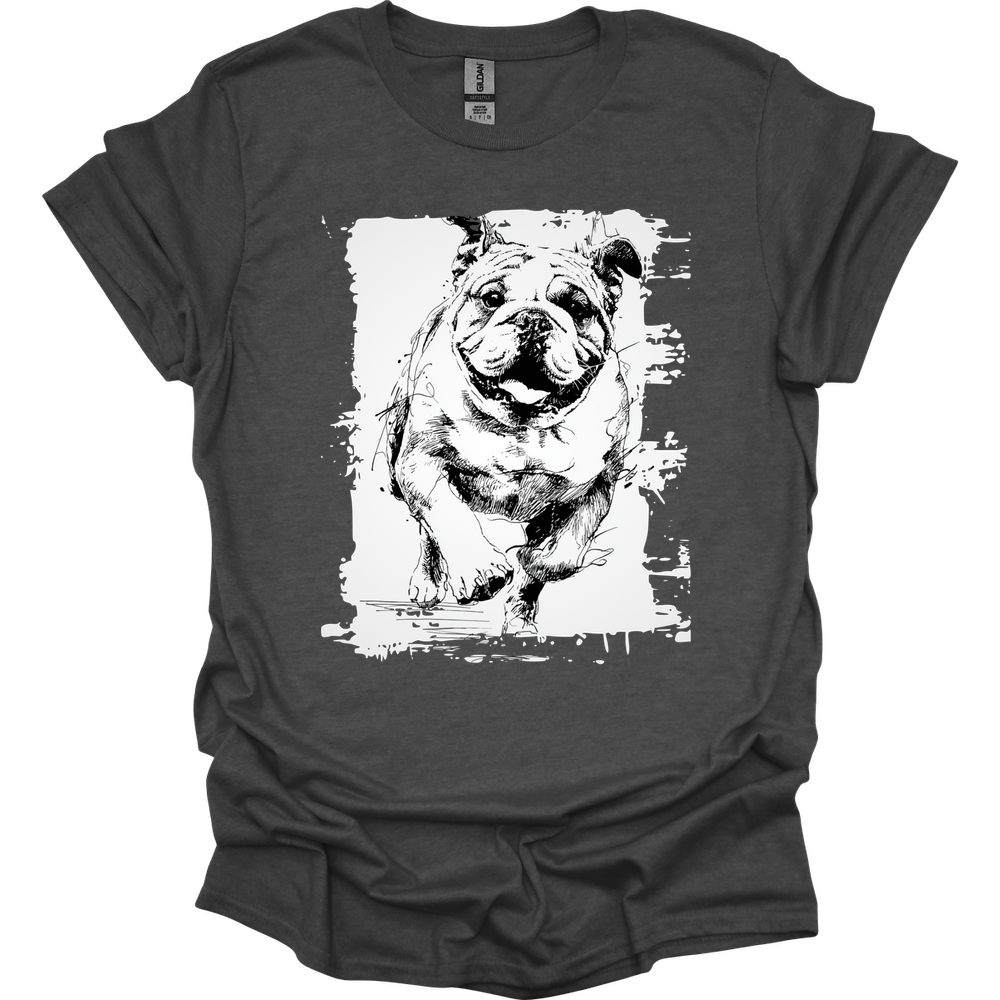 Bulldog - Running Dog T-Shirt - Dark Heather