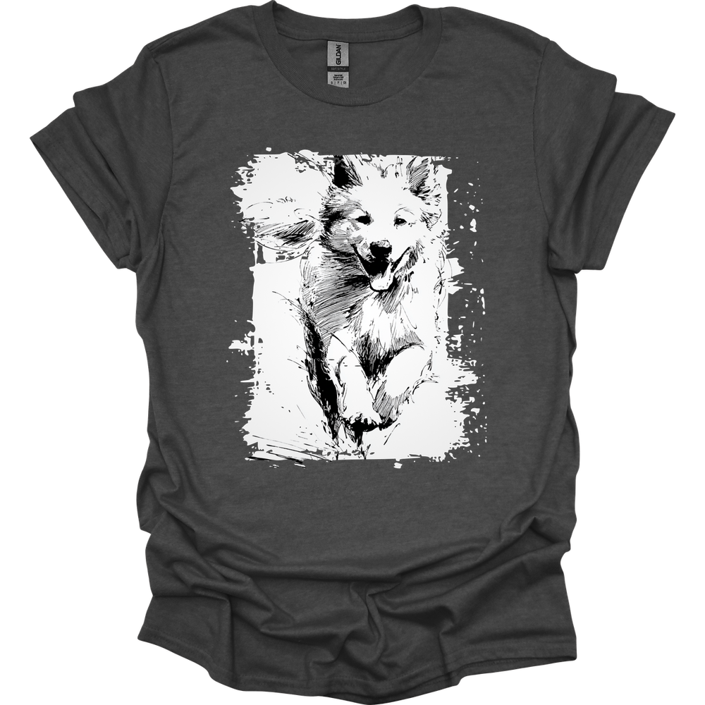 Samoyed - Running Dog T-Shirt - Dark Heather