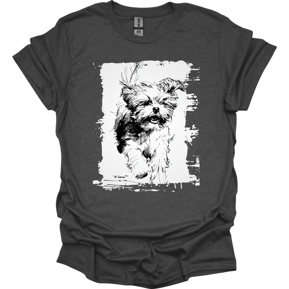 Shih Tzu - Running Dog T-Shirt - Dark Heather