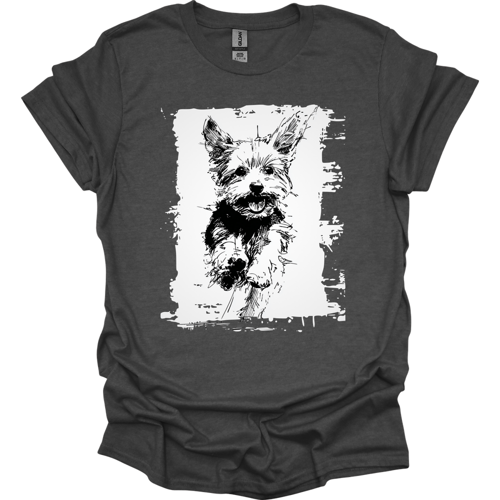 Yorkshire Terrier - Running Dog T-Shirt - Dark Heather