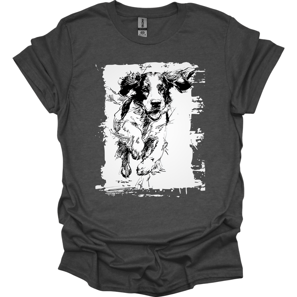 English Springer Spaniel - Running Dog T-Shirt - Dark Heather