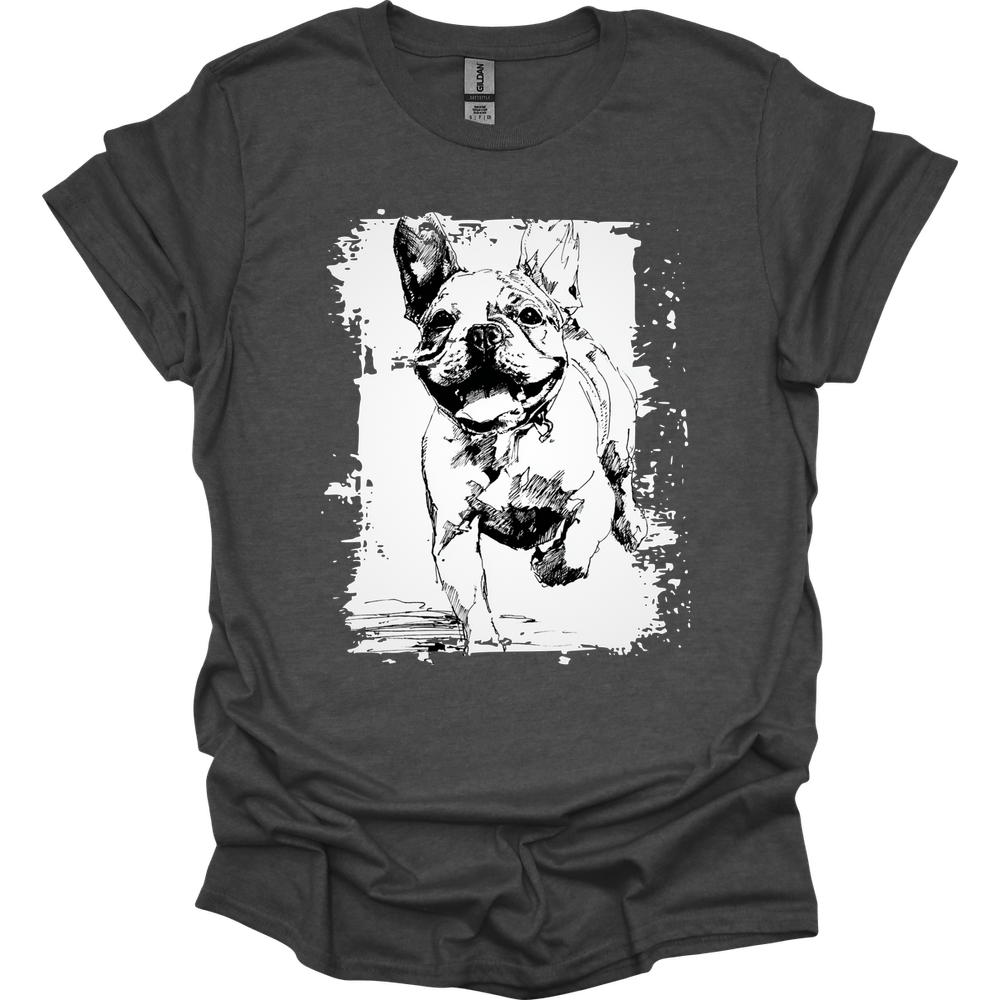 French Bulldog - Running Dog T-Shirt - Dark Heather