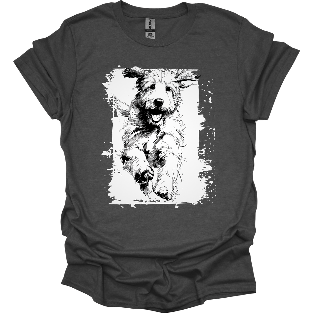 Golden Doodle - Running Dog T-Shirt - Dark Heather