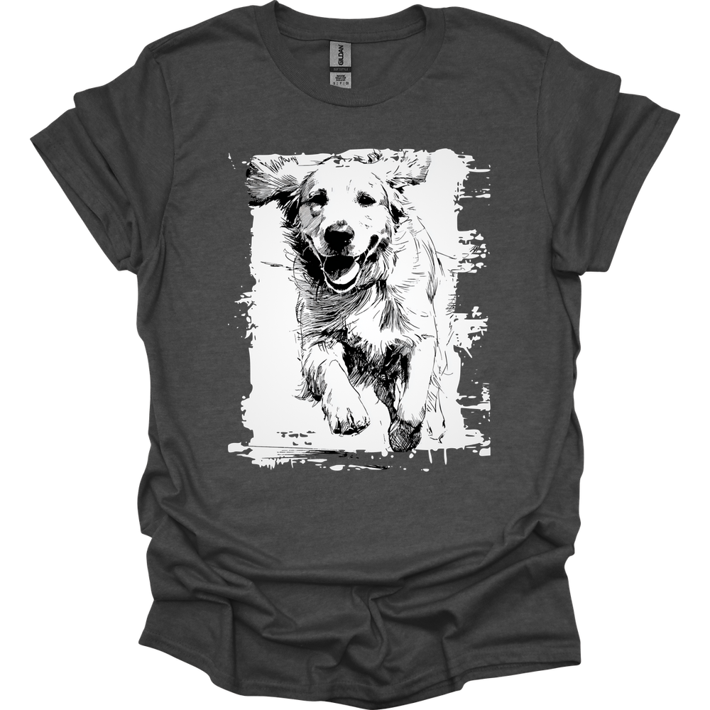 Golden Retriever - Running Dog T-Shirt - Dark Heather