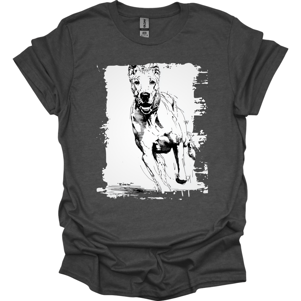 Great Dane - Running Dog T-Shirt - Dark Heather