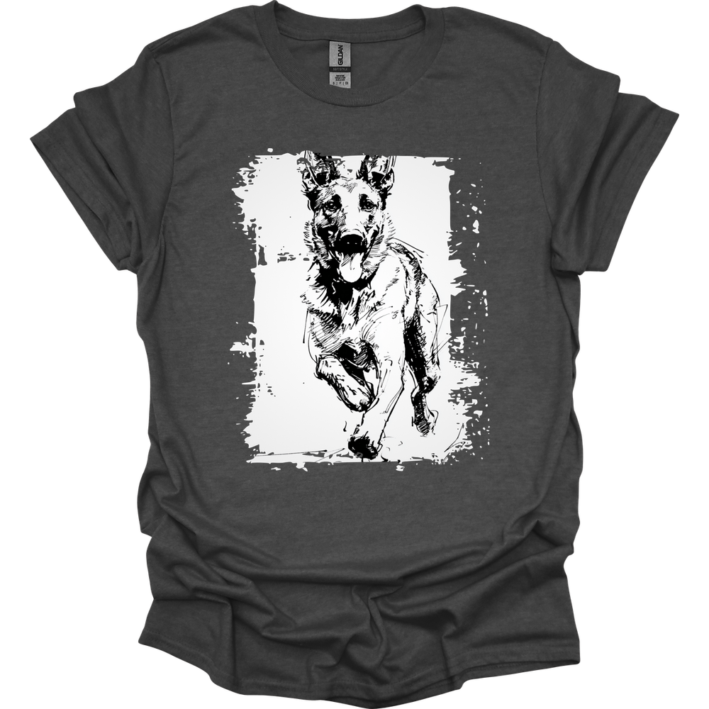Dutch Shepherd - Running Dog T-Shirt - Dark Heather