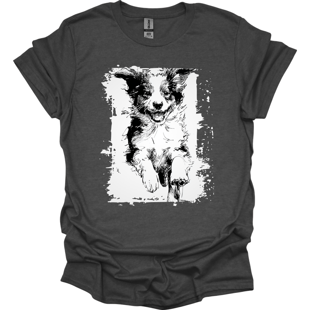 Miniature American Shepherd - Running Dog T-Shirt - Dark Heather