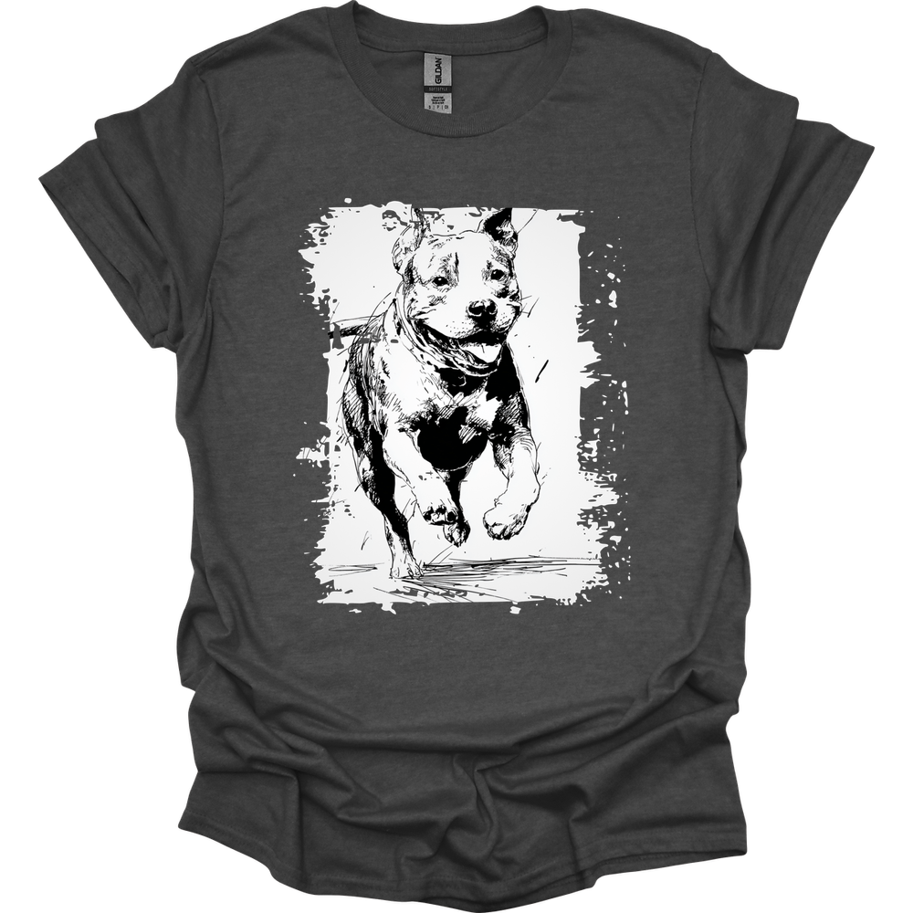 Pitbull - Running Dog T-Shirt - Dark Heather