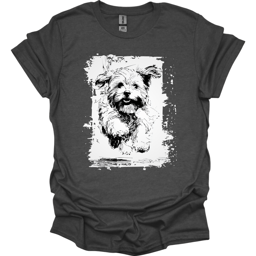 Havanese - Running Dog T-Shirt - Dark Heather