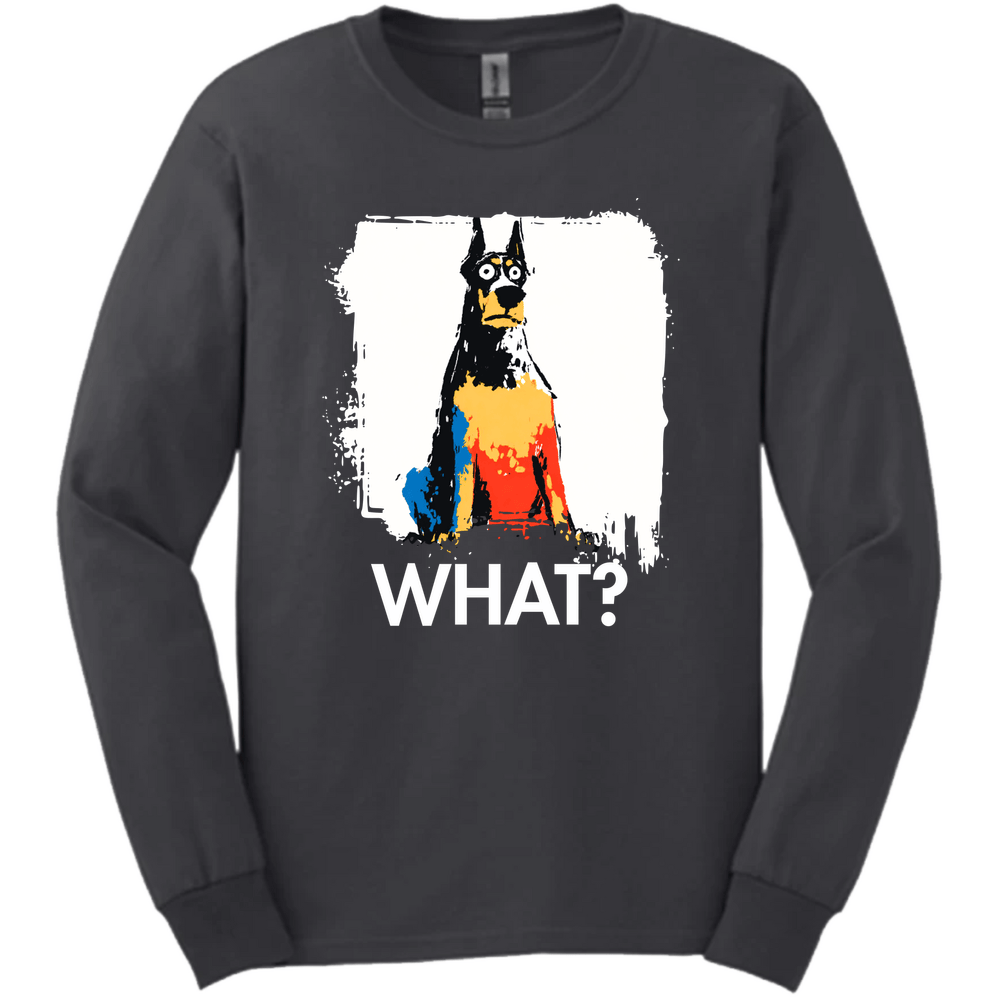 Doberman - What Dog Long Sleeve Tee - Dark Heather