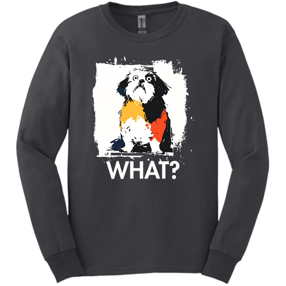 Shih Tzu - What Dog Long Sleeve Tee - Dark Heather