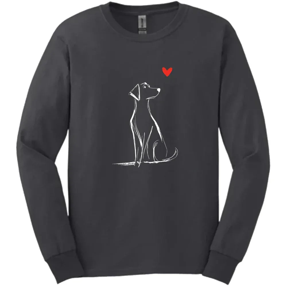 Labrador - Sketch Dog Long Sleeve Tee - Dark Heather