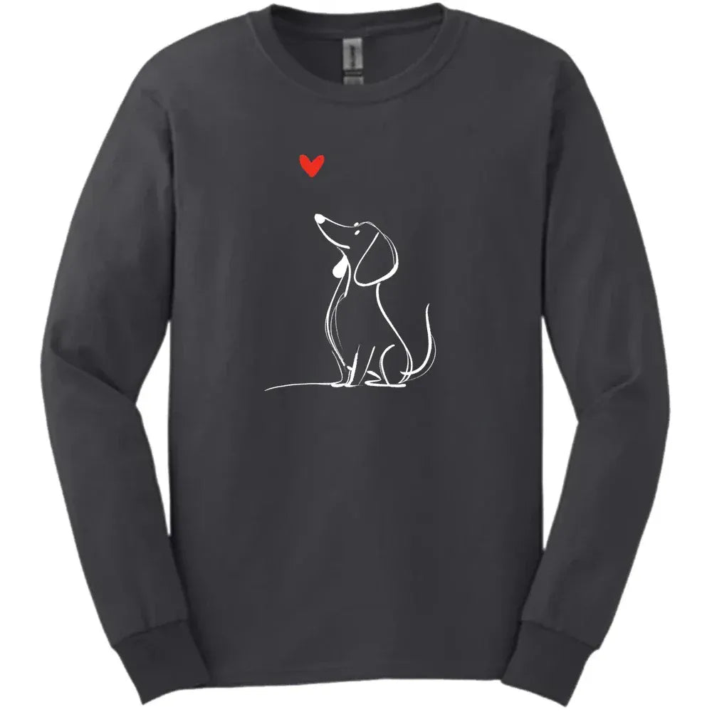Dachshund - Sketch Dog Long Sleeve Tee - Dark Heather