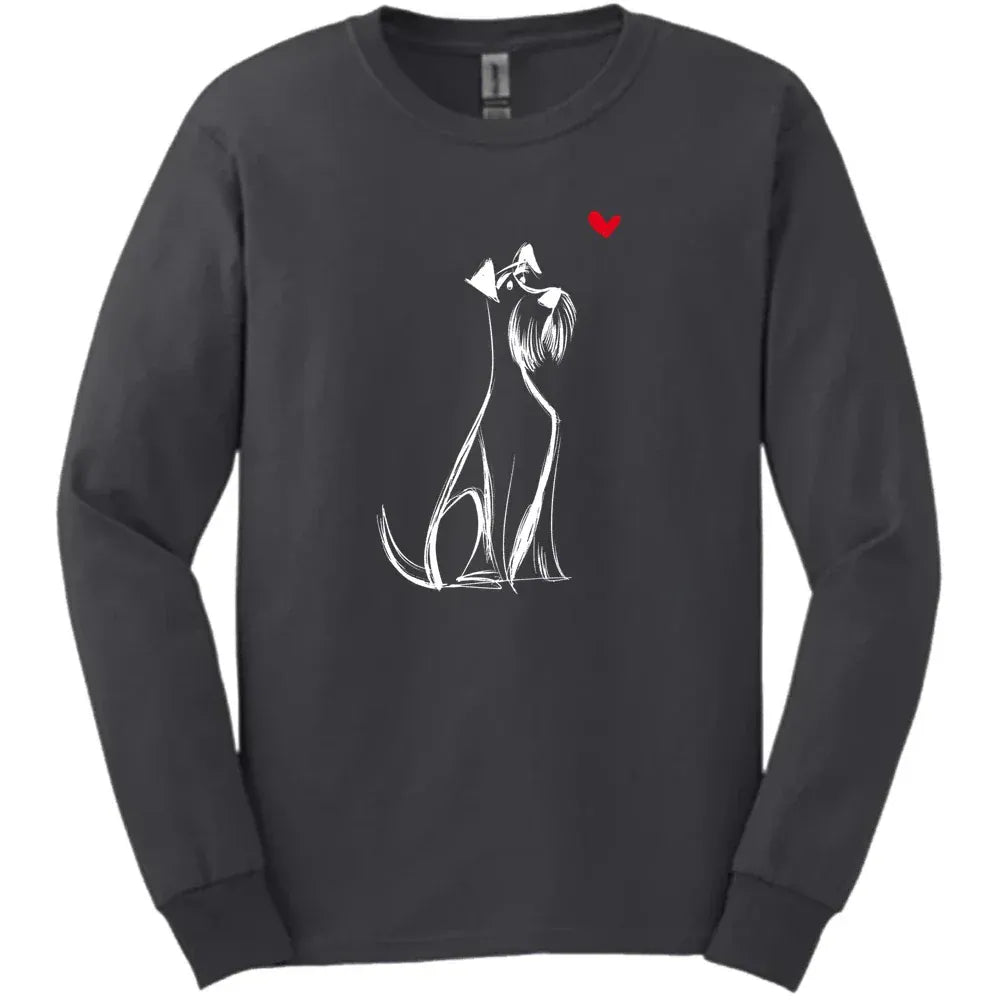Giant Schnauzer - Sketch Dog Long Sleeve Tee - Dark Heather