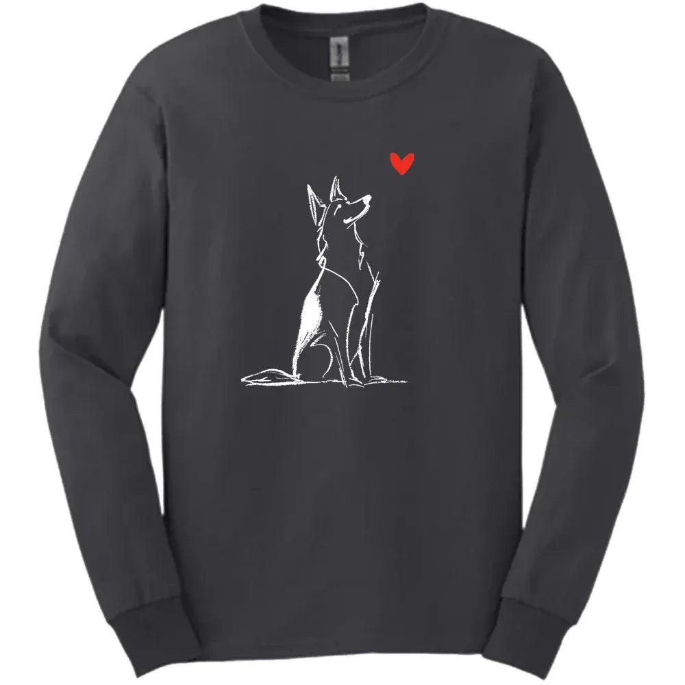 German Shepherd - Sketch Dog Long Sleeve Tee - Dark Heather