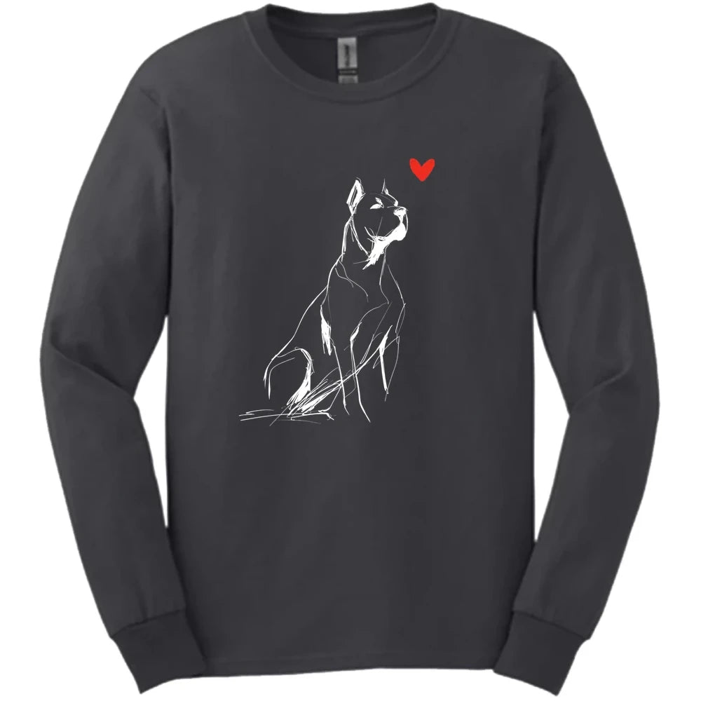 Cane Corso - Sketch Dog Long Sleeve Tee - Dark Heather