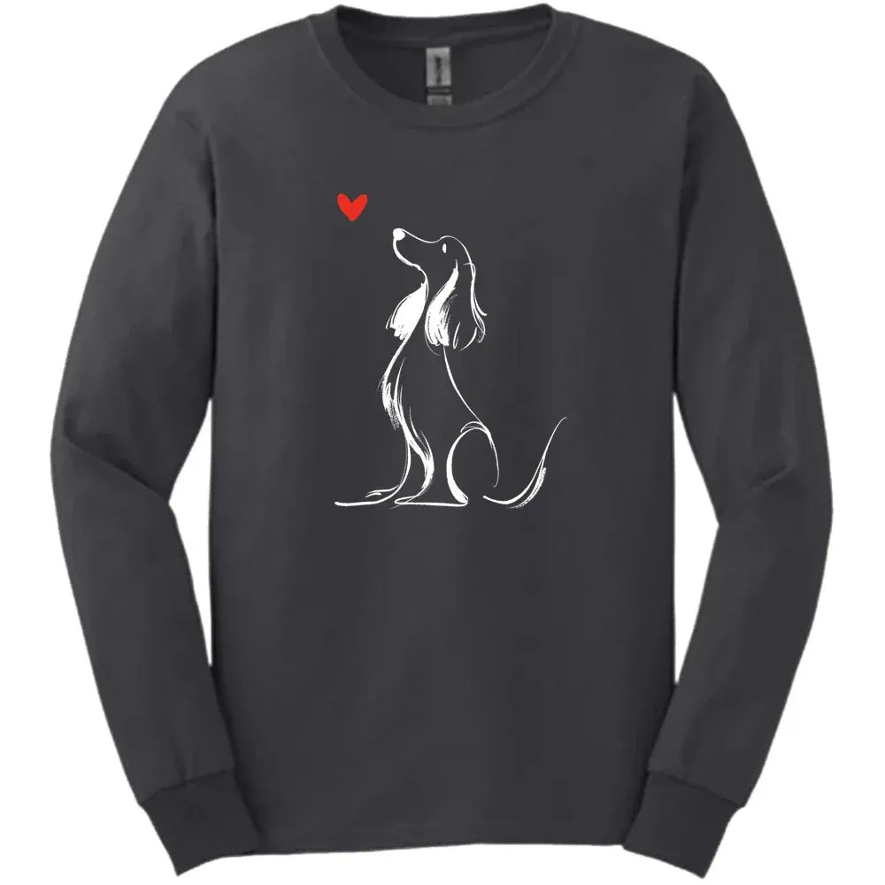 Cocker Spaniel - Sketch Dog Long Sleeve Tee - Dark Heather